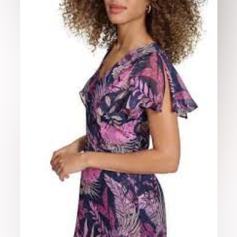 Harper Rose Women's Printed Flutter Sleeve Midi Dress